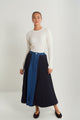 Mix Fabric Pleated Skirt