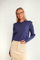 Rib Knit Button High Neck Sweater