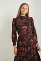 Stand Collar Print Blouse