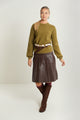 Pleated Leather Skirt