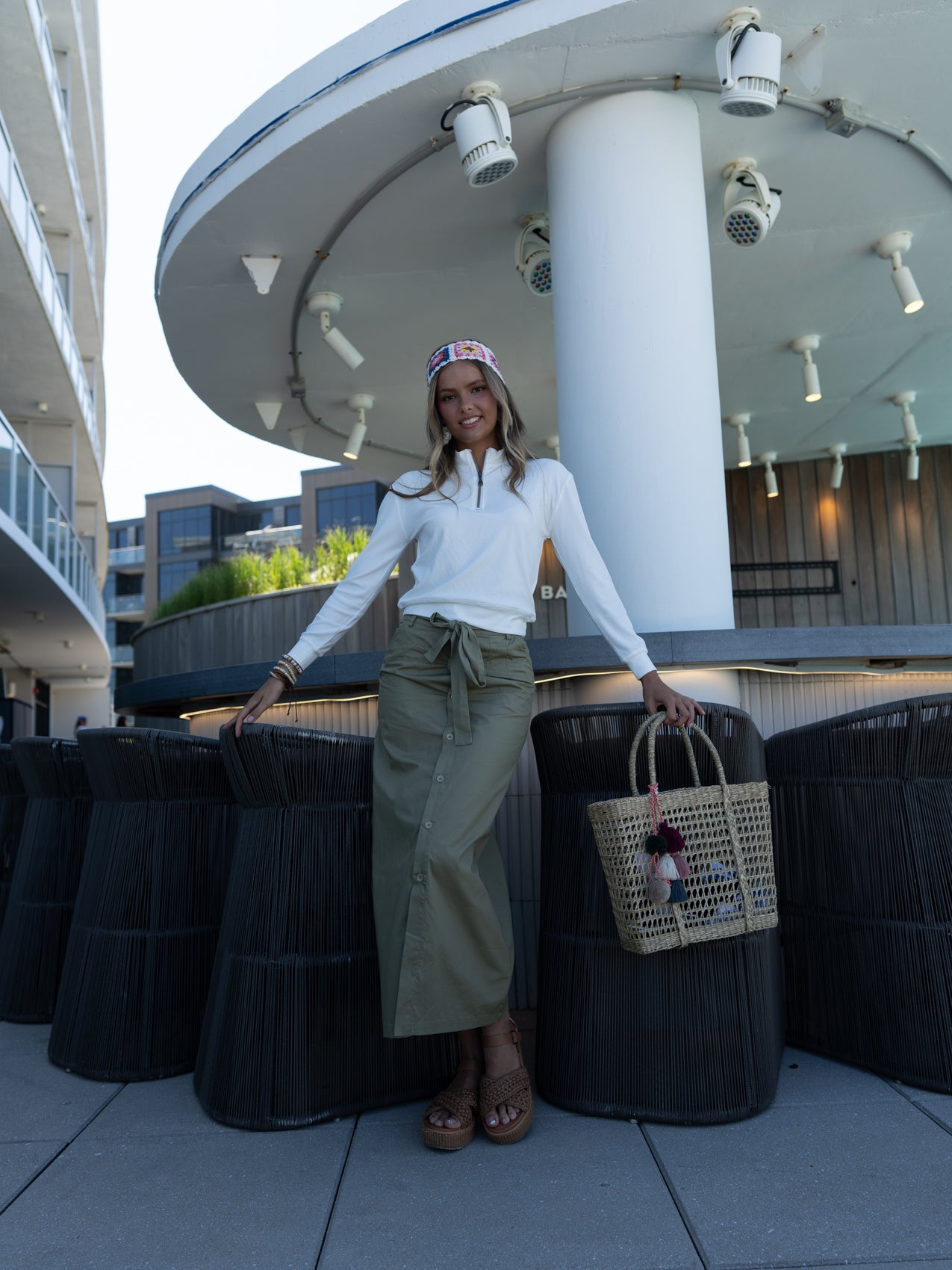 スカート Uhr/ Linen Big Button Skirt/ BROWN Linen Big Button Skirt – Uhr Online store