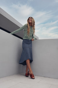 High Low Denim Skirt