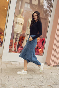 High Low Denim Skirt