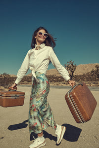 Print Elastic Waist Slip Skirt