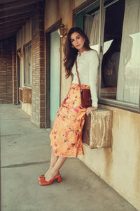 Print Elastic Waist Slip Skirt