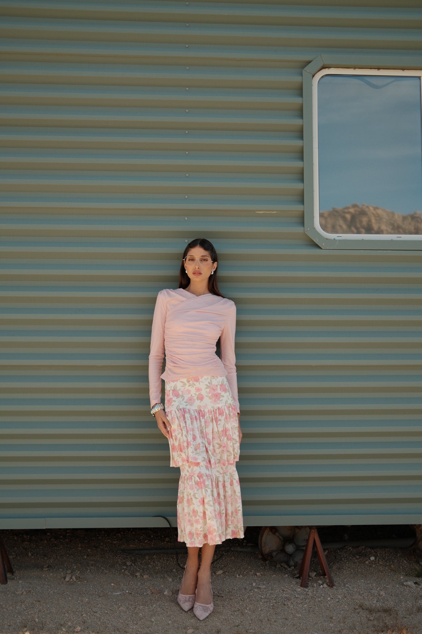 Floral Eyelet Layered Skirt