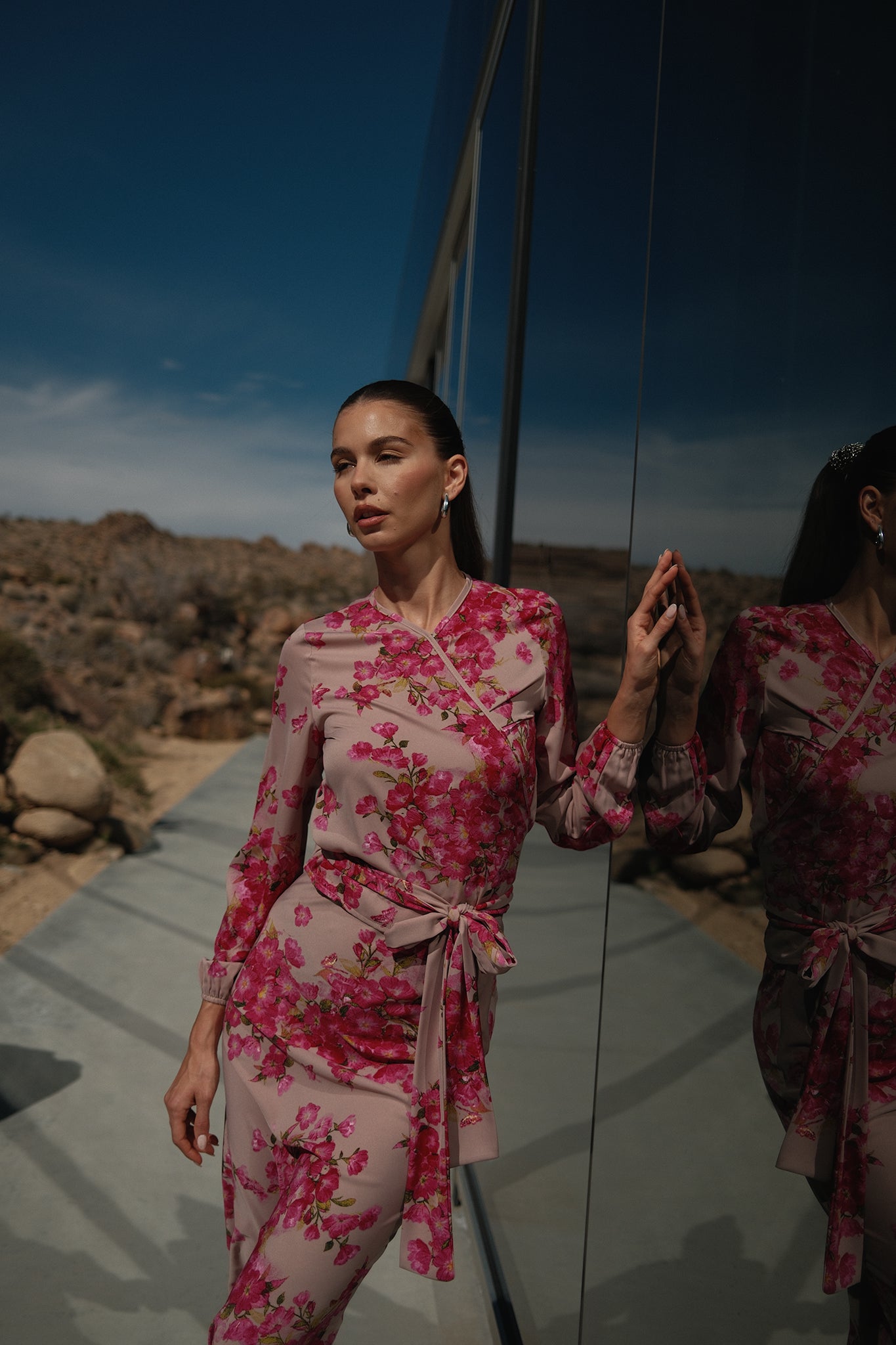 Print Satin Wrap Top