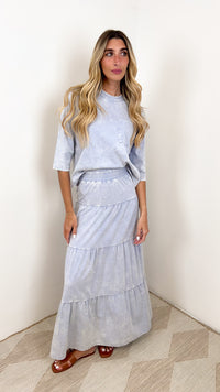 Wash Maxi Tiered Skirt