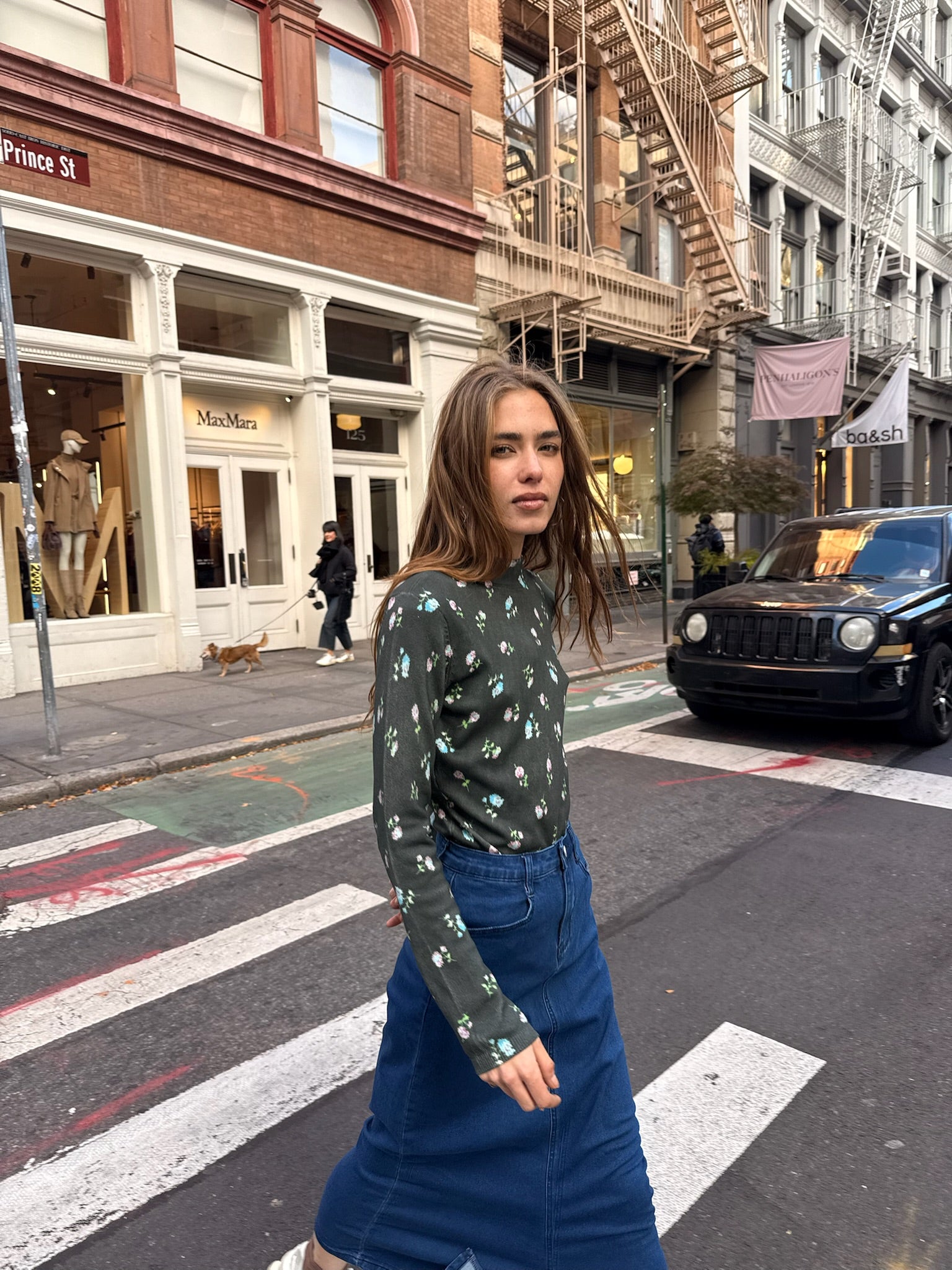 Mock Neck Print Sweater