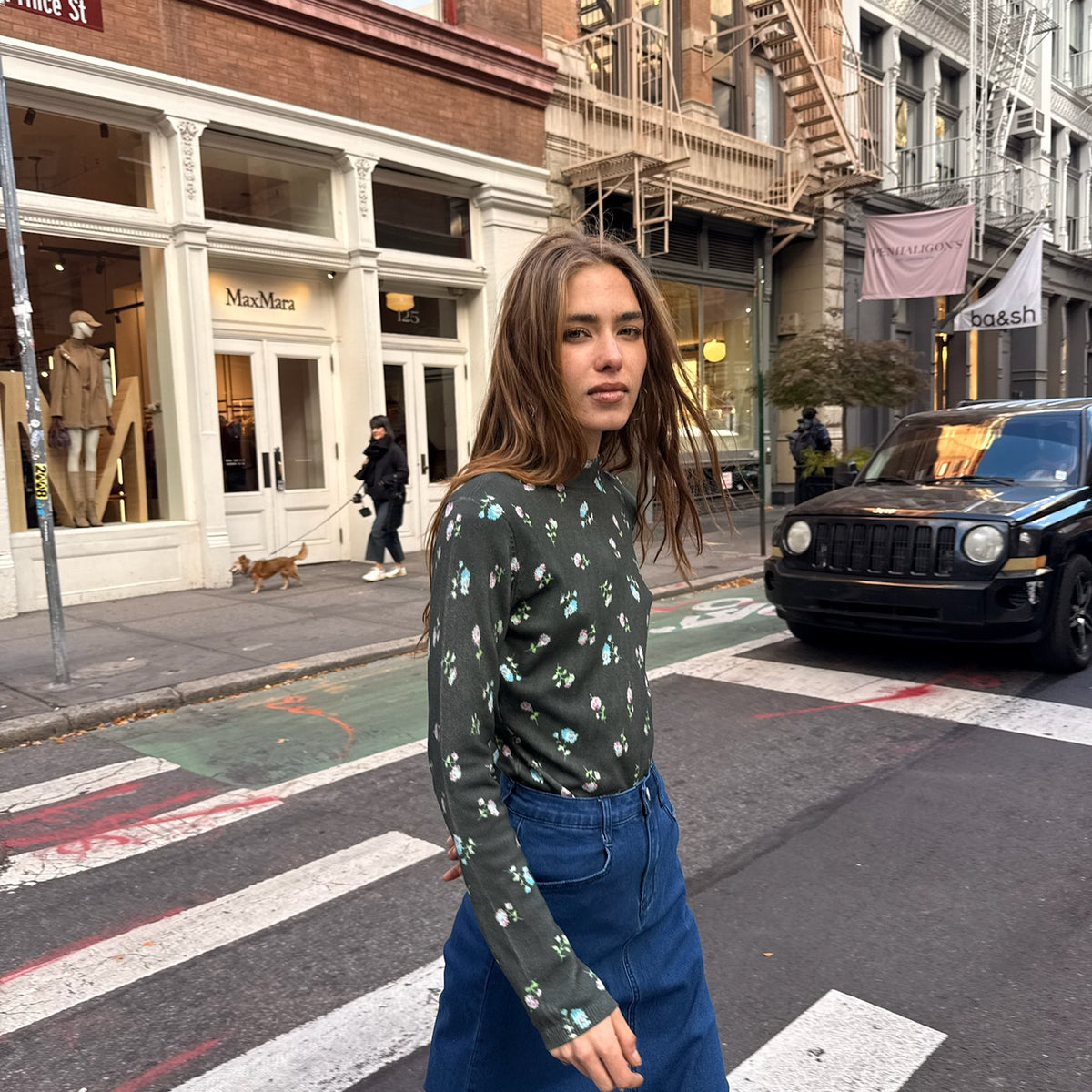 Mock Neck Print Sweater – udelny.com