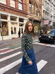 Mock Neck Print Sweater