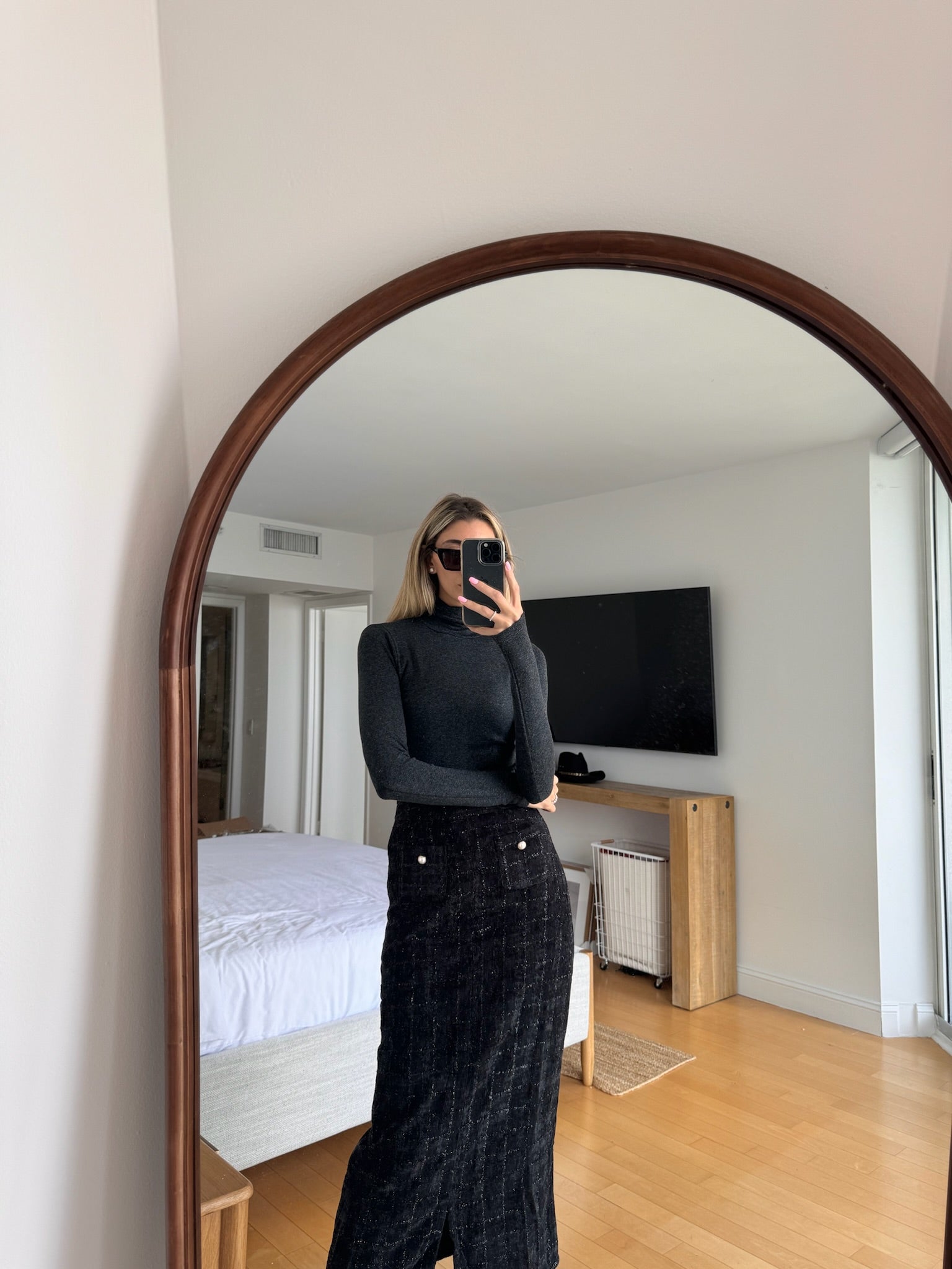 Tweed Skirt With Slit – udelny.com