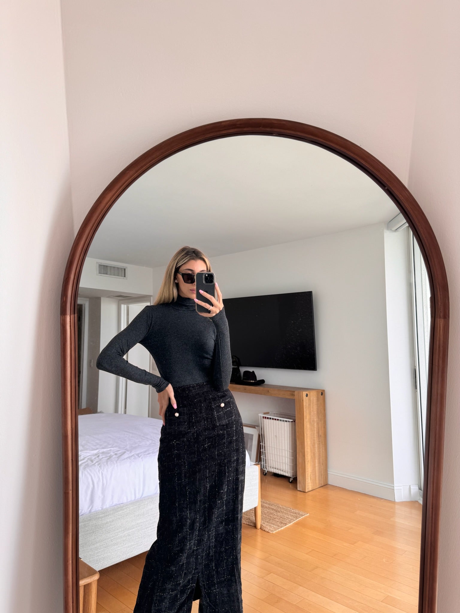 Tweed Skirt With Slit – udelny.com