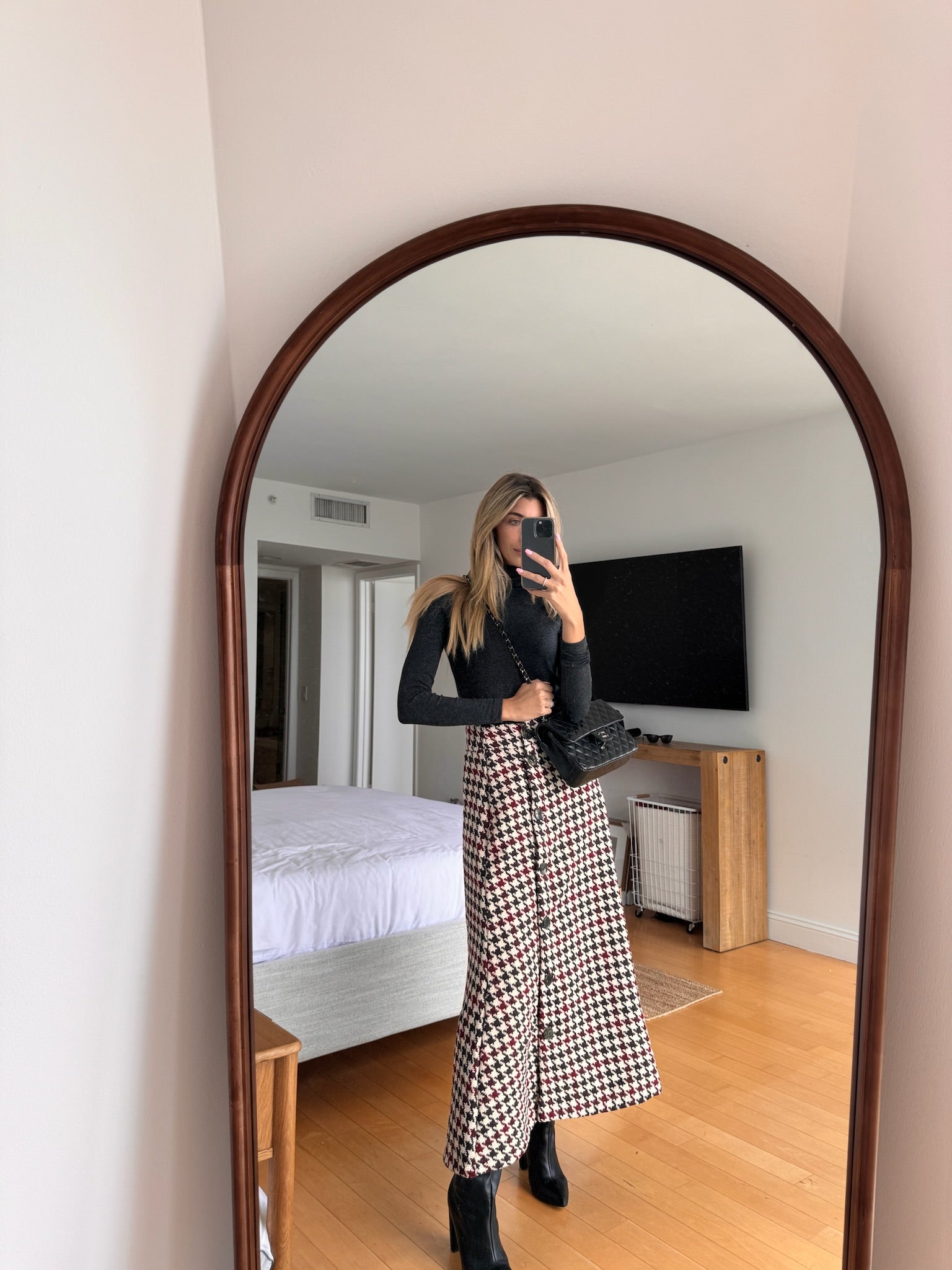 Pattern Button Skirt