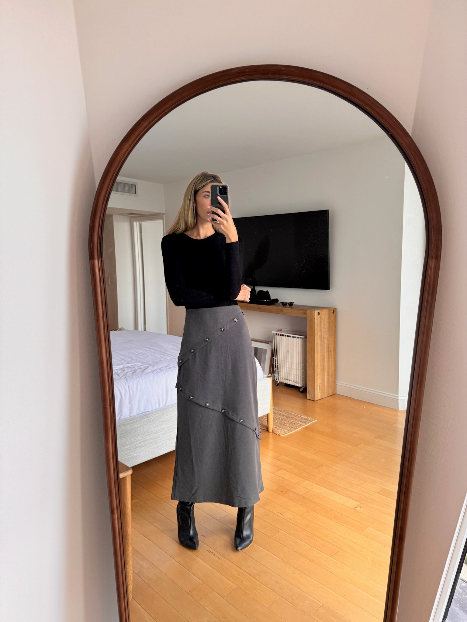 Tailored Button Skirt