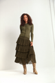 Tier Crinkle Pleat Skirt