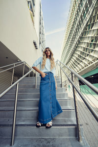 Button Denim Skirt