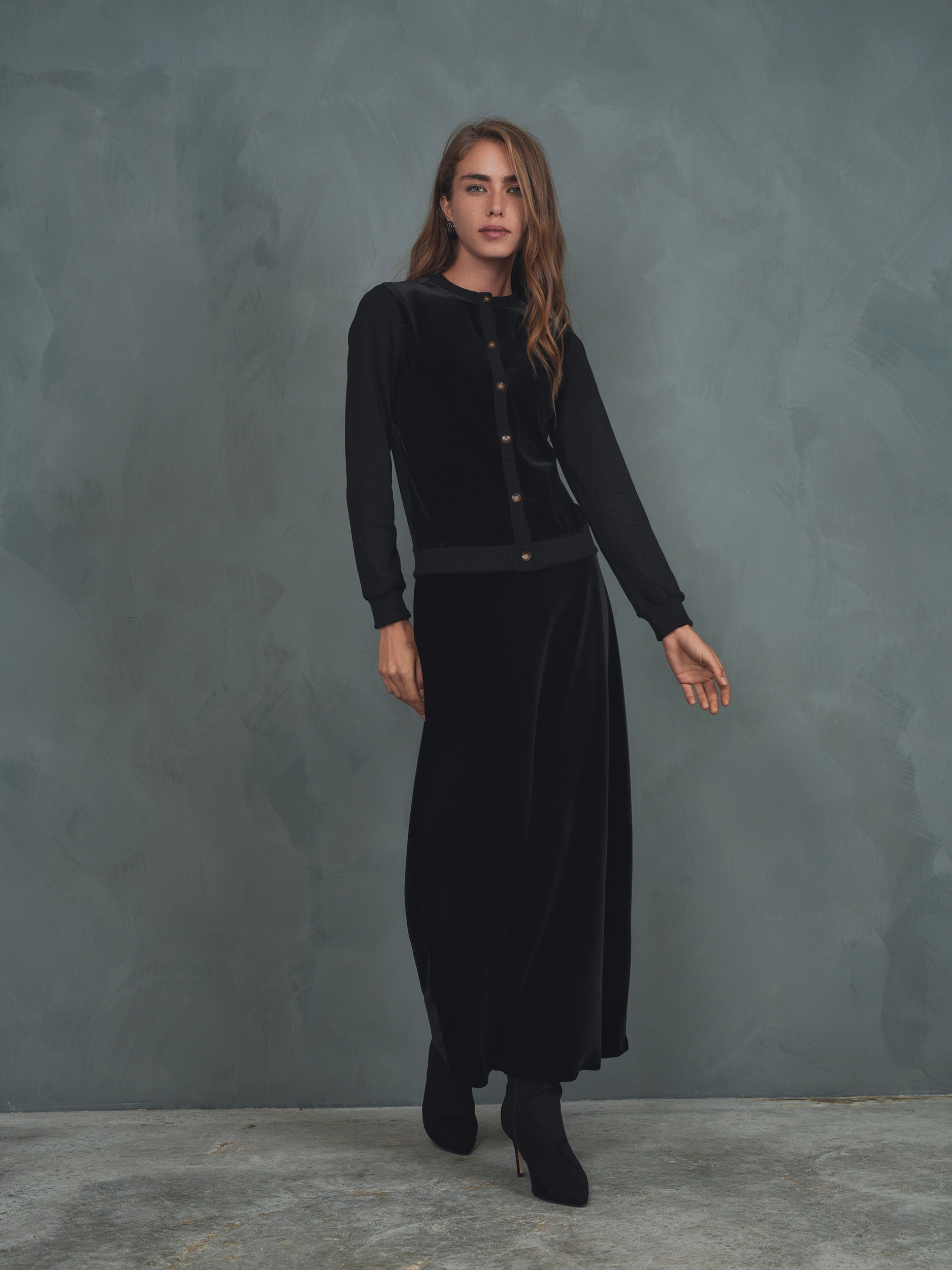 Velour Combo Cardigan