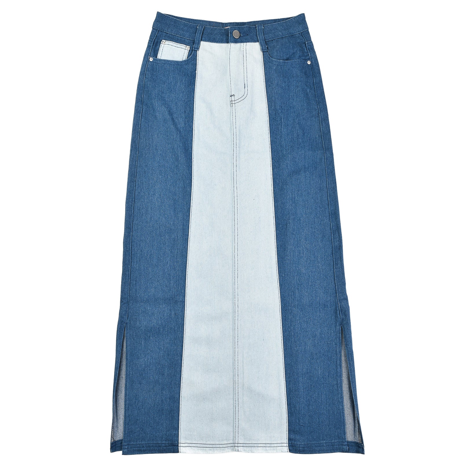 Color Block Denim Skirt – udelny.com