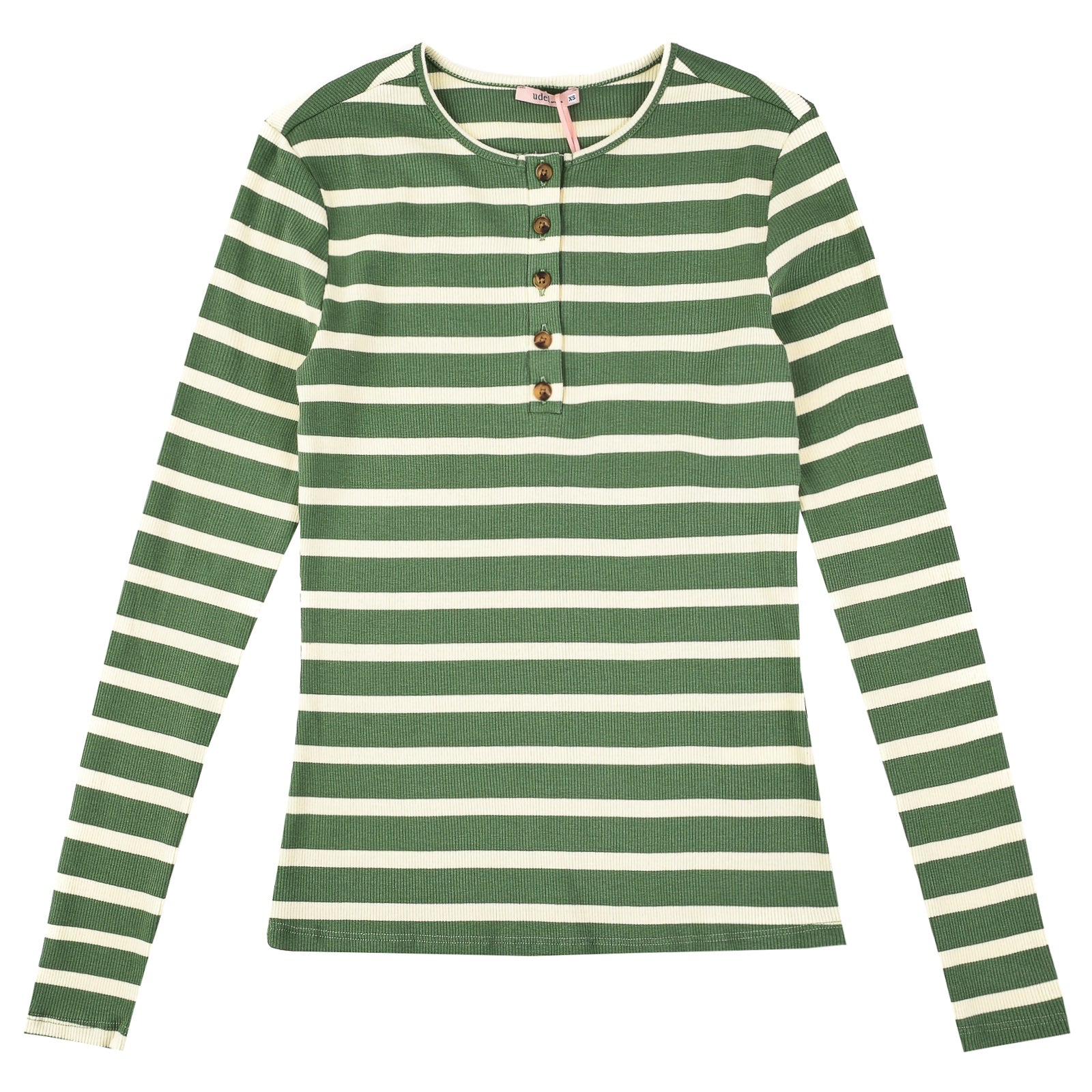 Striped Rib Henley Tee – udelny.com