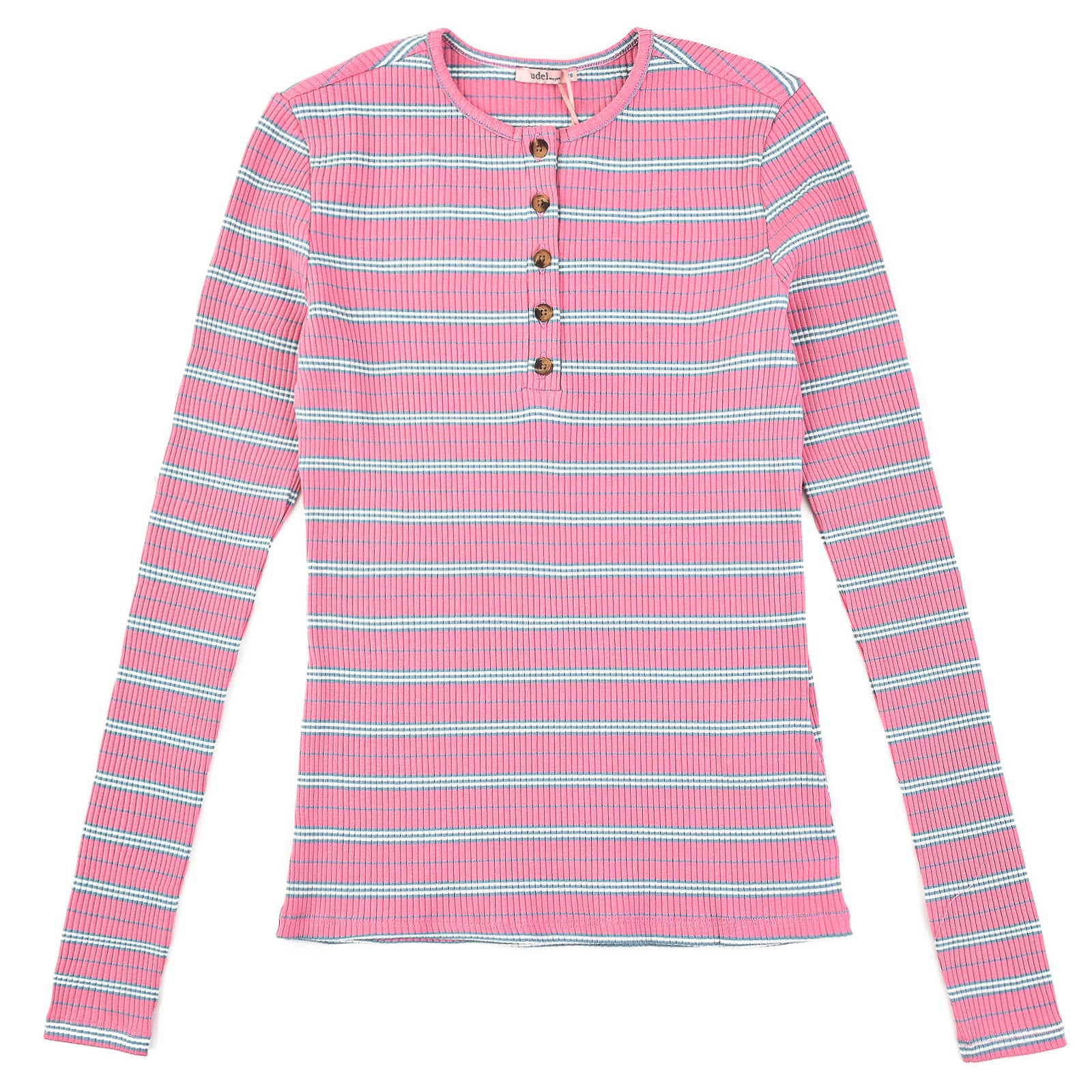 【HI FI FNK】Vu Striped Henley Top Rickor Logo-Tape Henley Tee | GUESS Factory