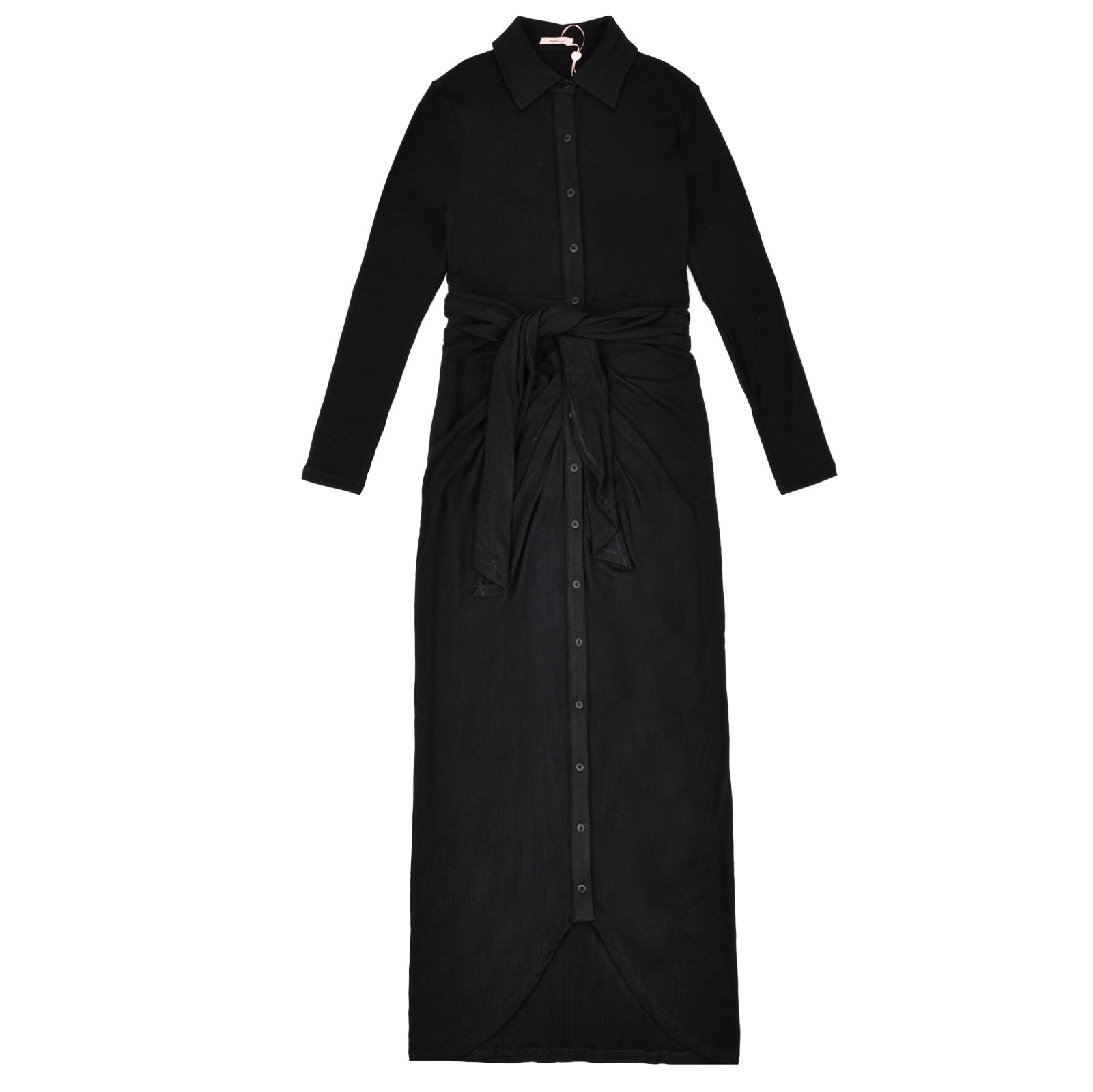 ◆Loulouseoul◆ Ribbon Tie Classic Dress Black S12752 Black Maxi Dress - Tie-Strap Dress - Square Neck Maxi Dress