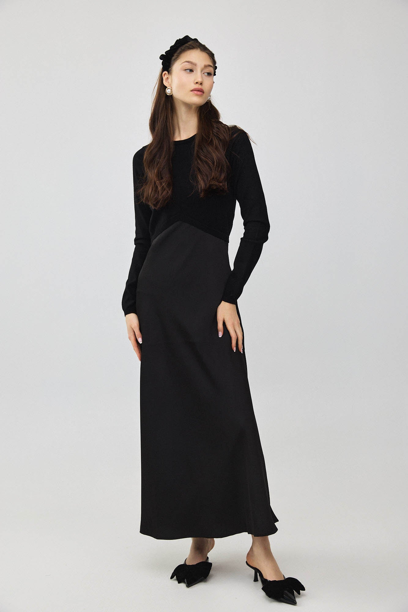 Knit & Satin Dress – udelny.com