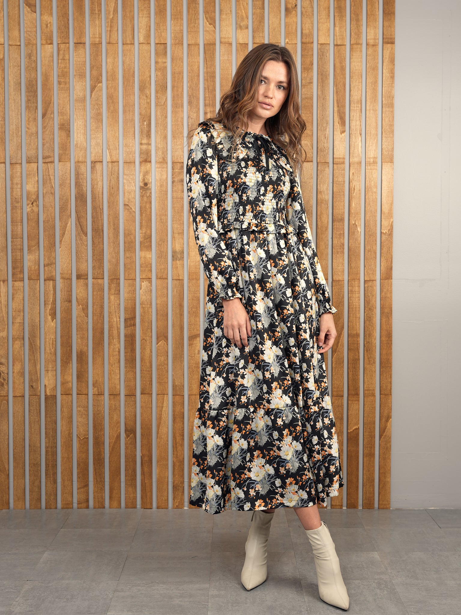Print Smock & Collar Dress – udelny.com